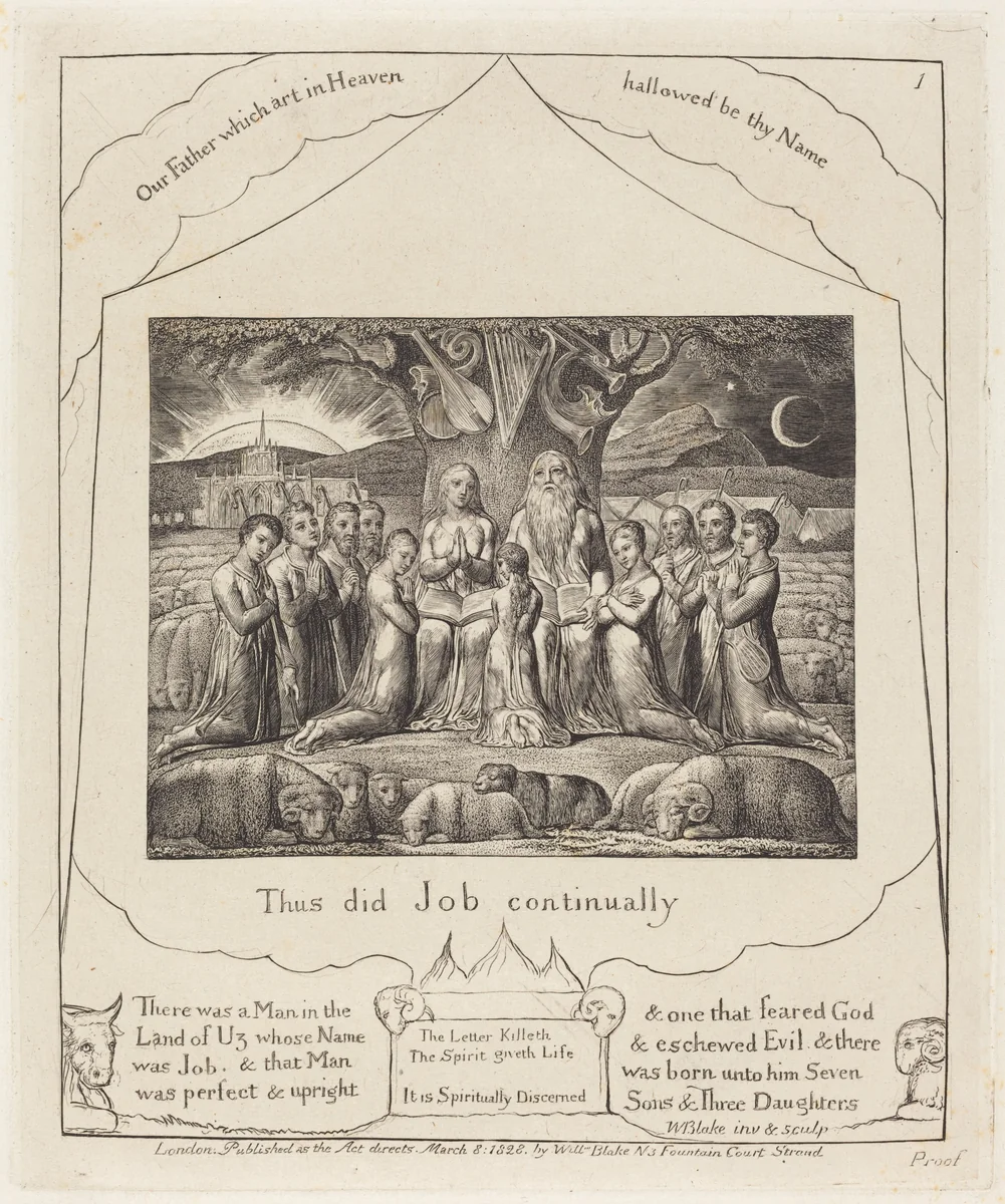 Job and His Family by William Blake, print, 1825