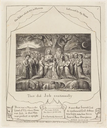 Job and His Family by William Blake, print, 1825