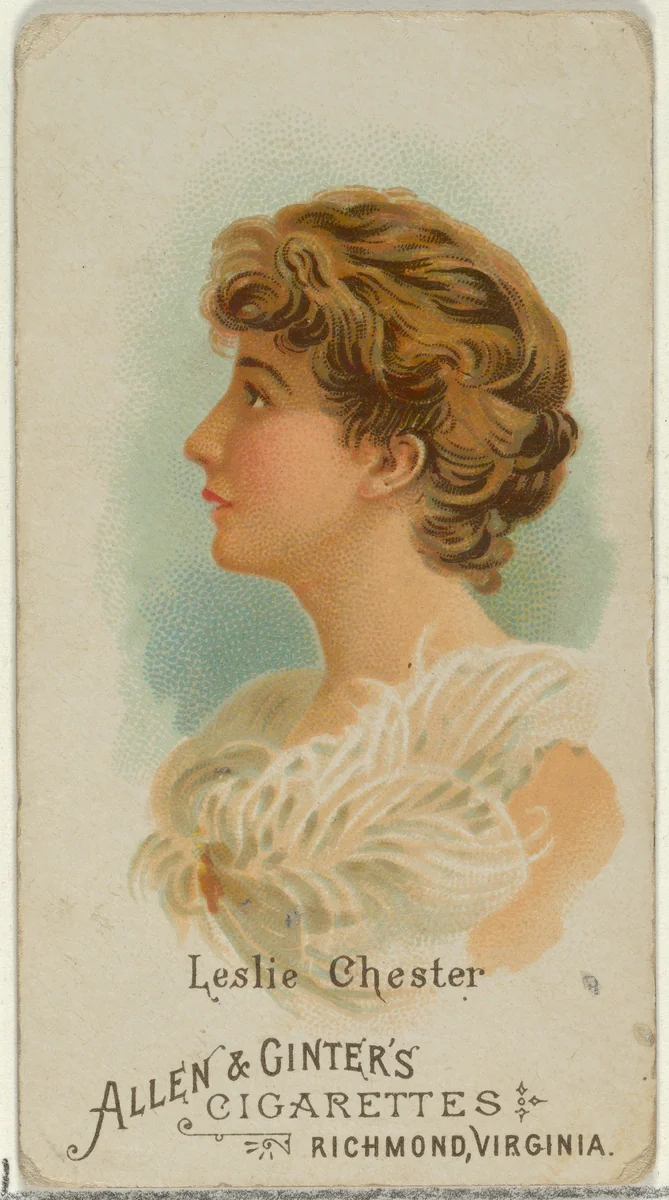 Leslie Chester, from World's Beauties, Series 1 (N26) for Allen & Ginter Cigarettes by Allen & Ginter, print, 1888