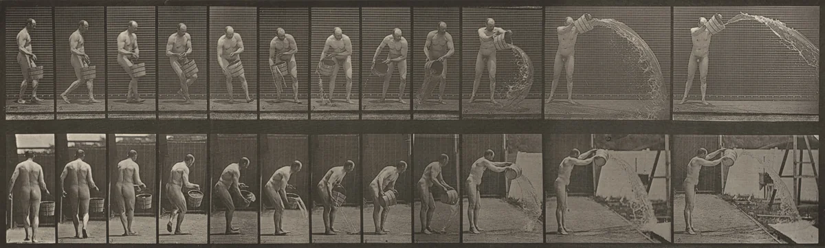 Plate Number 399. Emptying a bucket of water by Eadweard Muybridge, photograph, 1887
