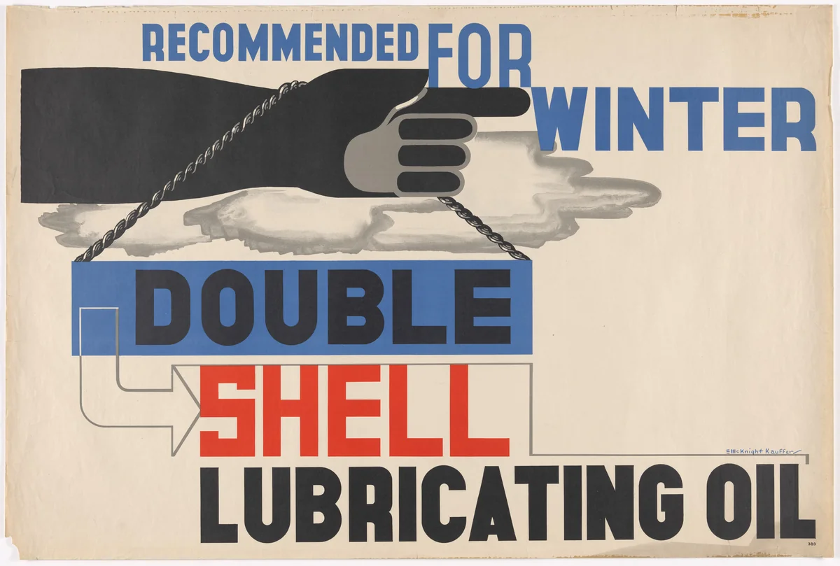 Recommended for Winter - Double Shell Lubricating Oil by E. McKnight Kauffer, design, 1900