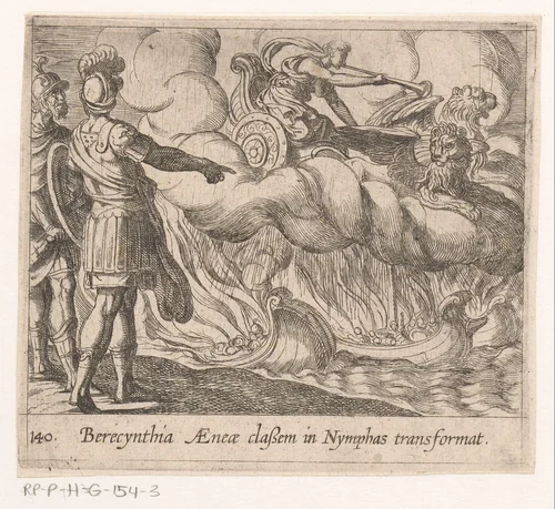 Trojaanse schepen in nimfen veranderd by Antonio Tempesta, print, 1606-1638