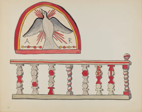 Plate 10: Holy Ghost Lunette & Altar Rail, Chimayo: From Portfolio "Spanish Colonial Designs of New Mexico" by American 20th Century, index of american design, 1935-1942