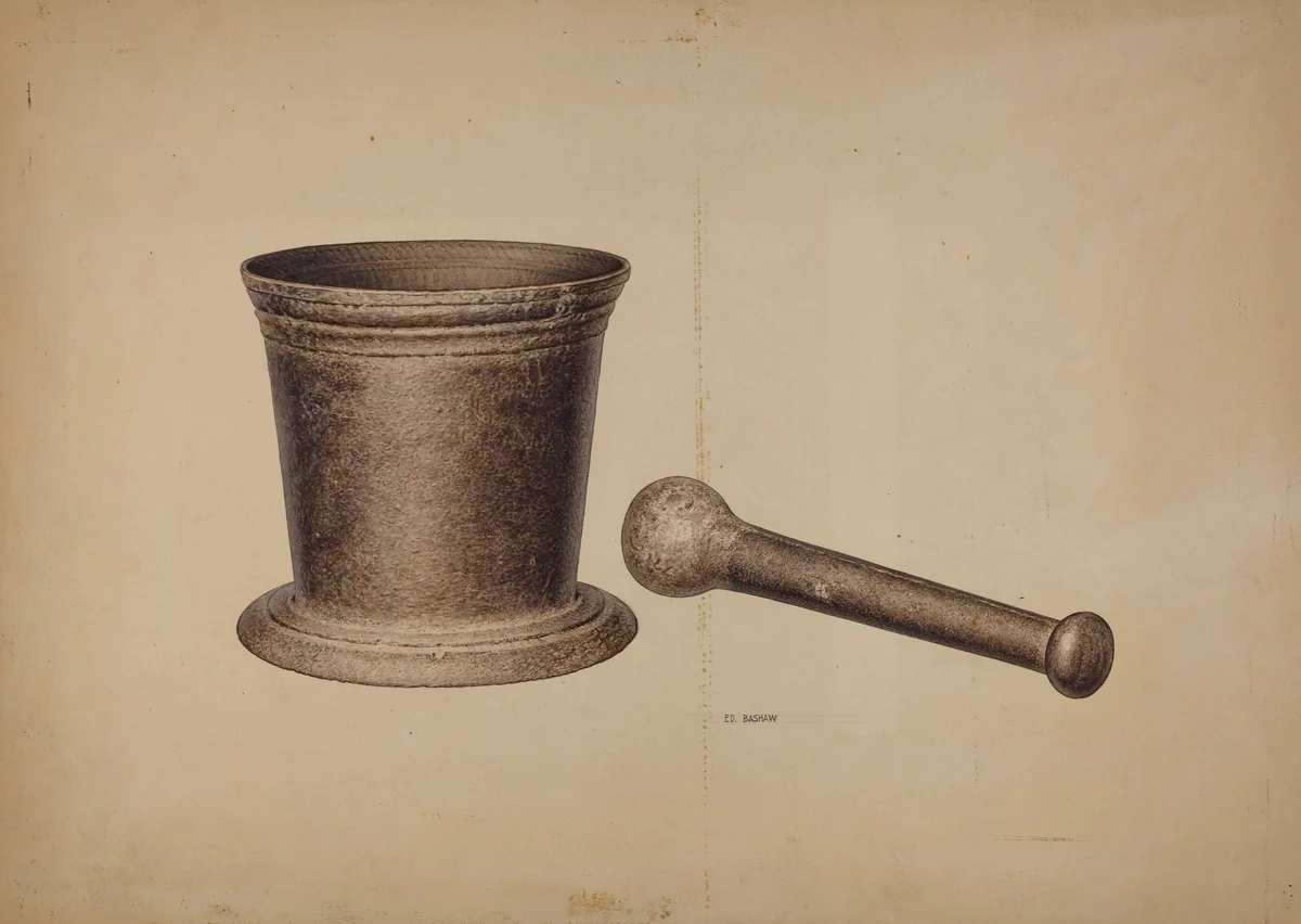 Mortar and Pestle by Edward Bashaw, index of american design, 1940