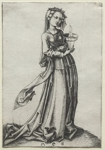 The Fourth Wise Virgin by Martin Schongauer, print, 1464-1484