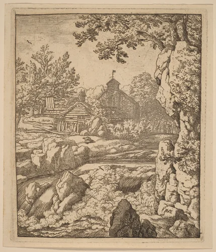 Waterfall by Allart van Everdingen, print, 1645-1656