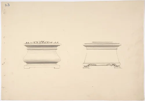 Design for Two Caskets by anonymous, drawing, 1800-1850