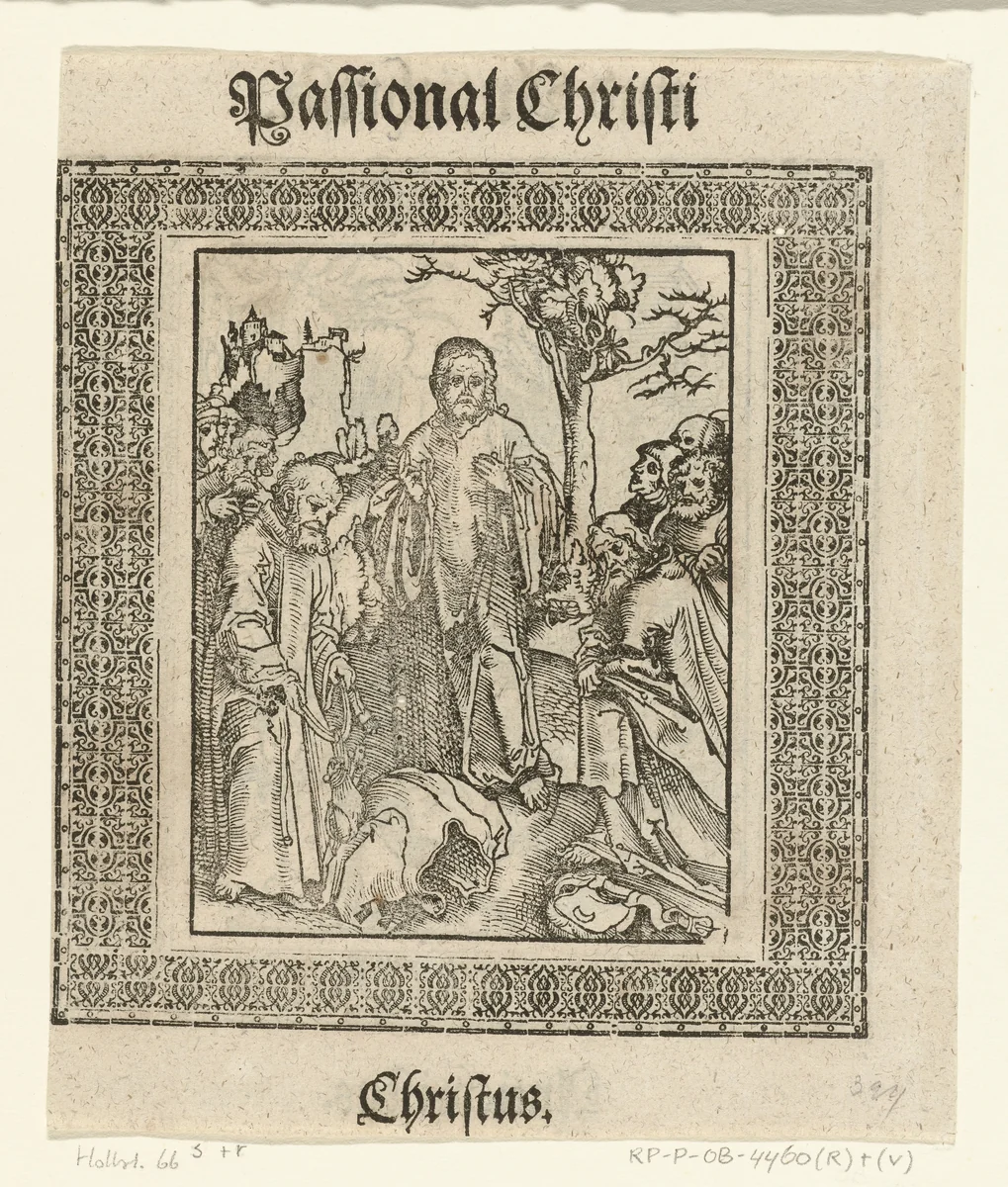 Christus onderwijst de apostelen om afstand te doen van hun rijkdom by Lucas Cranach, print, 1521-1522