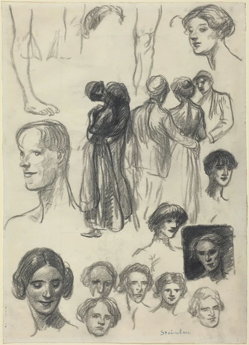 Sheet of Sketches by Théophile Alexandre Steinlen, drawing, 1859-1923