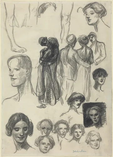 Sheet of Sketches by Théophile Alexandre Steinlen, drawing, 1859-1923