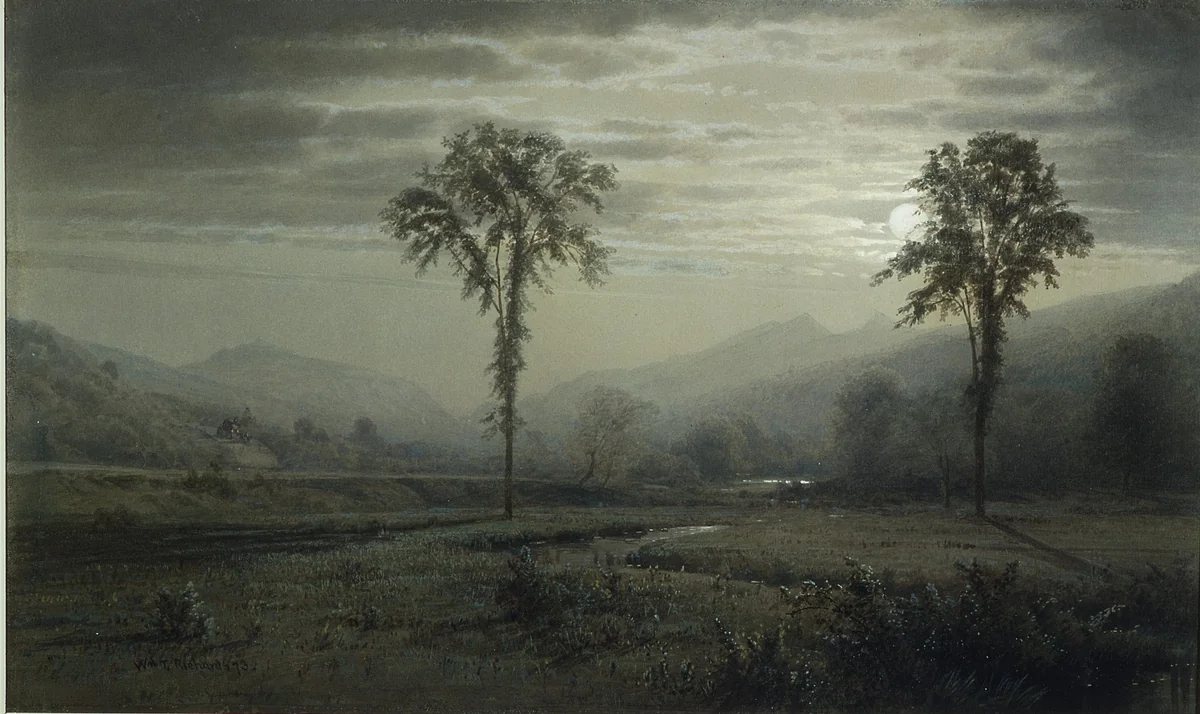 Moonlight on Mount Lafayette, New Hampshire by William Trost Richards, artwork, 1873