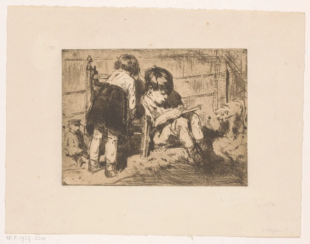 Twee kinderen by Han van Meegeren, print, 1899-1937