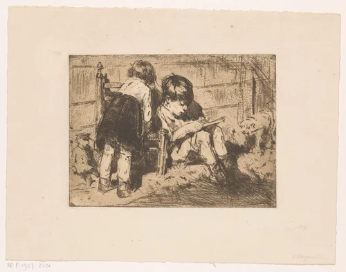 Twee kinderen by Han van Meegeren, print, 1899-1937