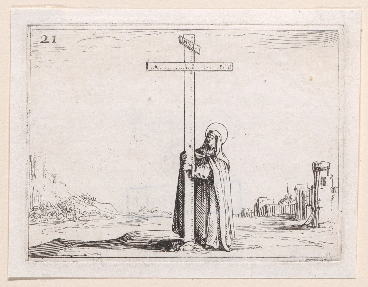 La Religieuse Tenant La Sainte Croix (The Nun Holds the Cross), plate 21 from "Lux Claustri ou La Lumière du Cloitre" (The Light of the Cloisters) by Jacques Callot, print, 1621-1635