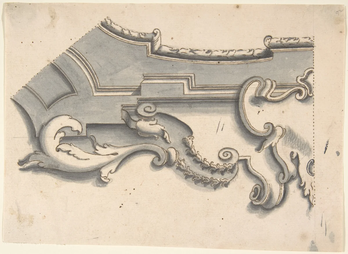 Design for the Corner of a Cove by anonymous, drawing, 1700-1780