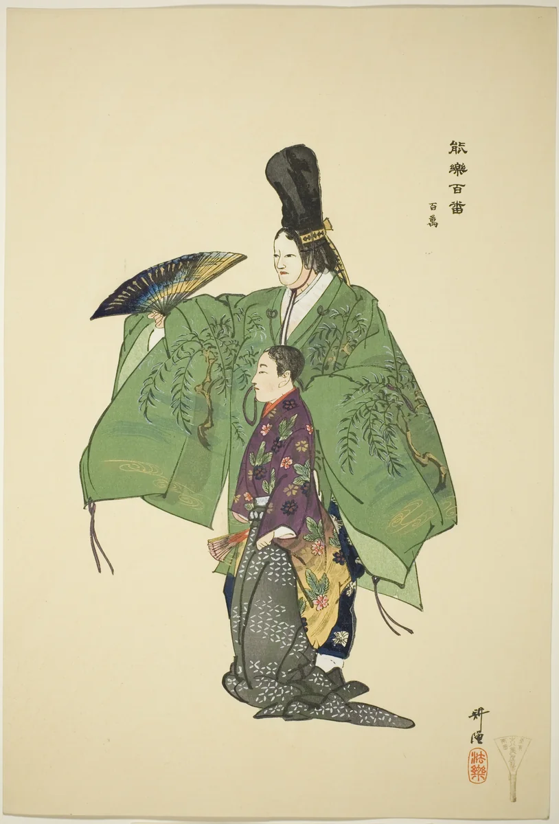 Hyakuman, from the series "One Hundred No Dramas (Nogaku hyakuban)" by Tsukioka Kogyo, print, 1893-1908