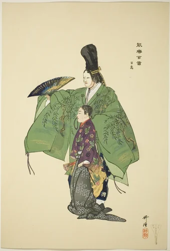 Hyakuman, from the series "One Hundred No Dramas (Nogaku hyakuban)" by Tsukioka Kogyo, print, 1893-1908