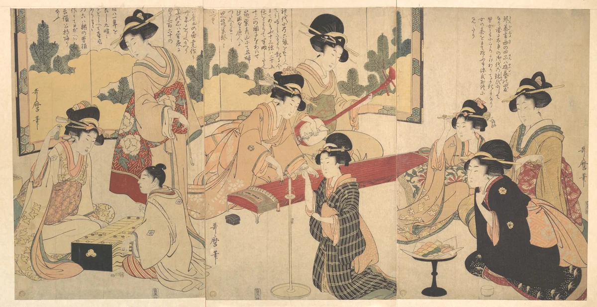 A Merry Evening Party by Kitagawa Utamaro (喜多川歌麿), print, 1795-1815