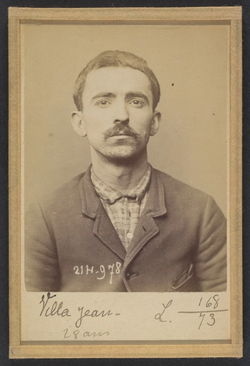 Villa. Jean. 29 ans, né à Farini d'Olma (Italie). Manoeuvre. Anarchiste. 2/3/94. by Alphonse Bertillon, photograph, 1894