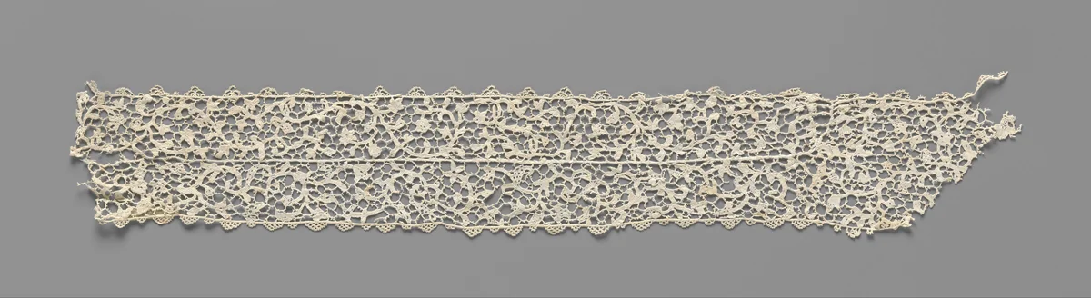 Strooknaaldkant met bloemmotieven by anonymous, book, 1690-1699