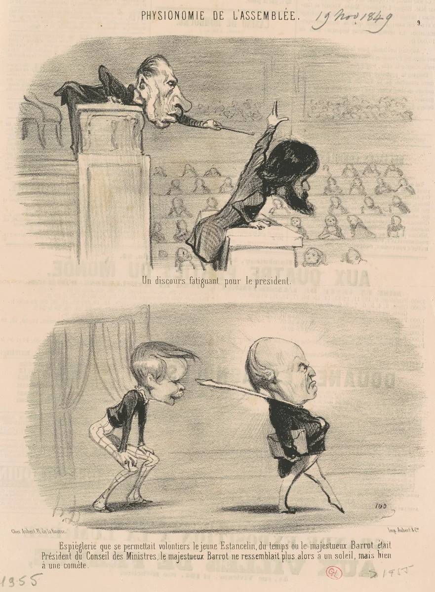 Un discours fatiguant pour le président by Honoré Daumier, print, 1849