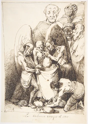 Greed Breaks the Bag (La codicia rompe el saco) by Leonardo Alenza, drawing, 1807-1845