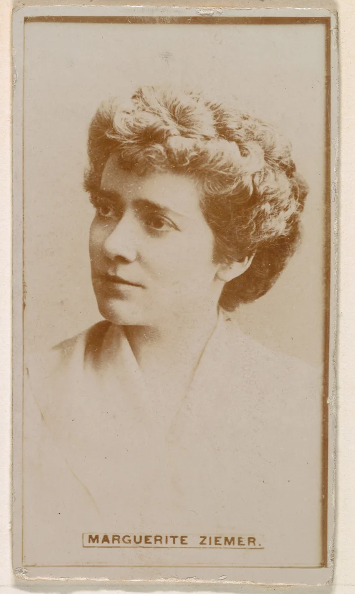 Marguerite Ziemer, from the Actresses series (N245) issued by Kinney Brothers to promote Sweet Caporal Cigarettes by Kinney Brothers Tobacco Company, photograph, 1890