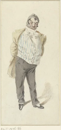 Karikatuur van een staande heer by Henry Bonaventure Monnier, drawing, 1809-1877
