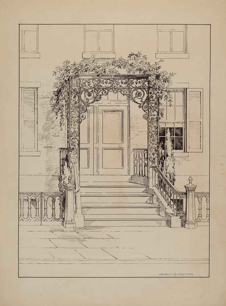 Cast Iron Porch by Gilbert Sackerman, index of american design, 1936