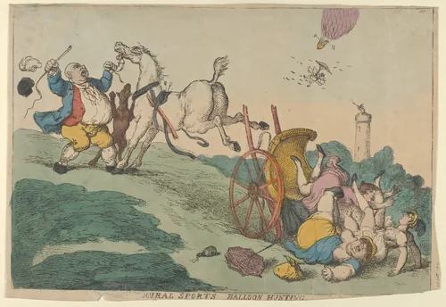 Rural Sports: Balloon Hunting by Thomas Rowlandson, print, 1811