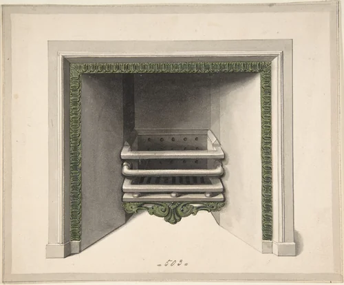 Design for Cast-iron Grate with Eagles Grasping Snakes by Benjamin Dean Wyatt, drawing, 1809-1819