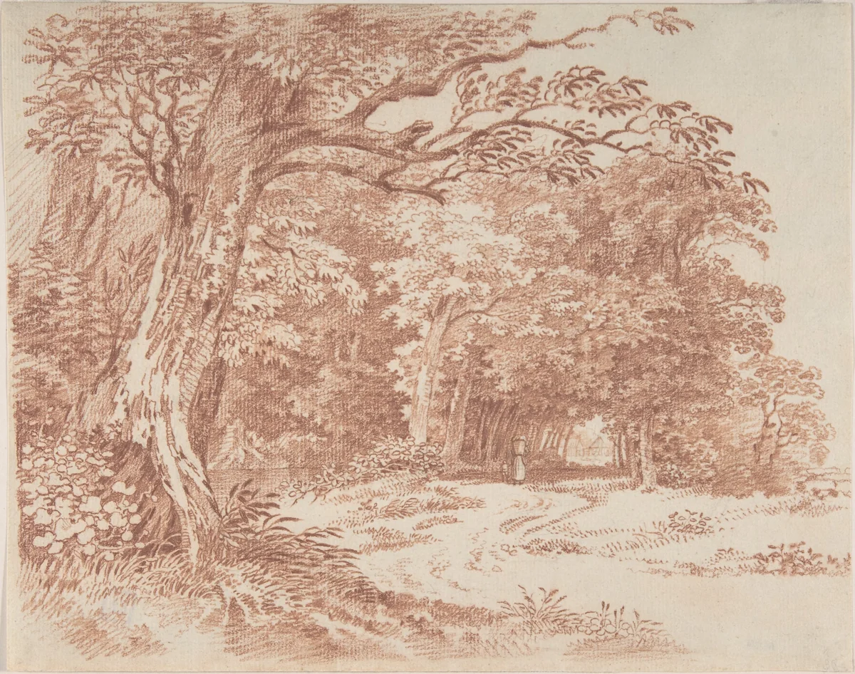 Wooded Landscape by Friedrich August Brand, drawing, 1755-1806