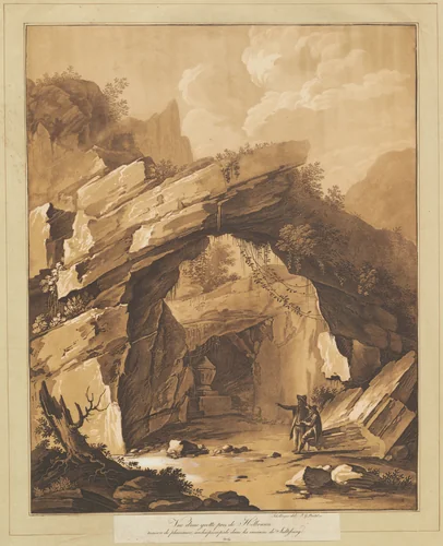 View of the Grotto by Heilbrunn, near Salzburg by Johann Gottlieb Prestel, print, 1780-1789