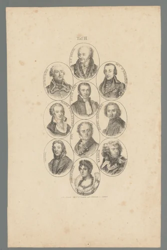 Tien portretten van diverse Franse figuren by anonymous, print, 1800-1850
