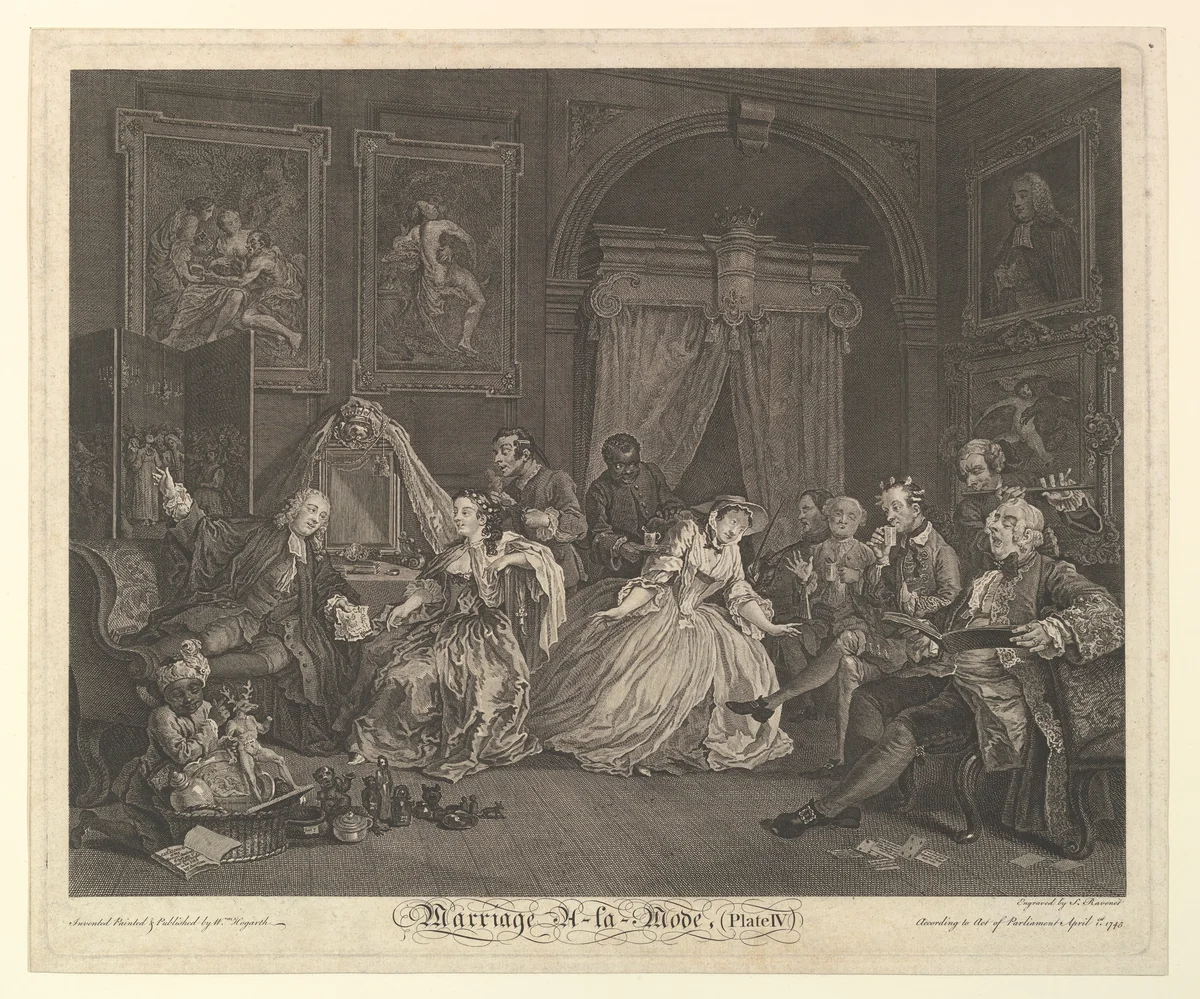 Marriage A-la-Mode, Plate IV by Simon Ravenet, print, 1745
