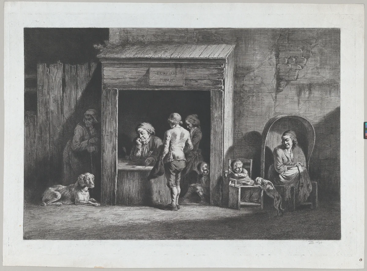 The Public Scrivener by Jean Jacques de Boissieu, print, 1790