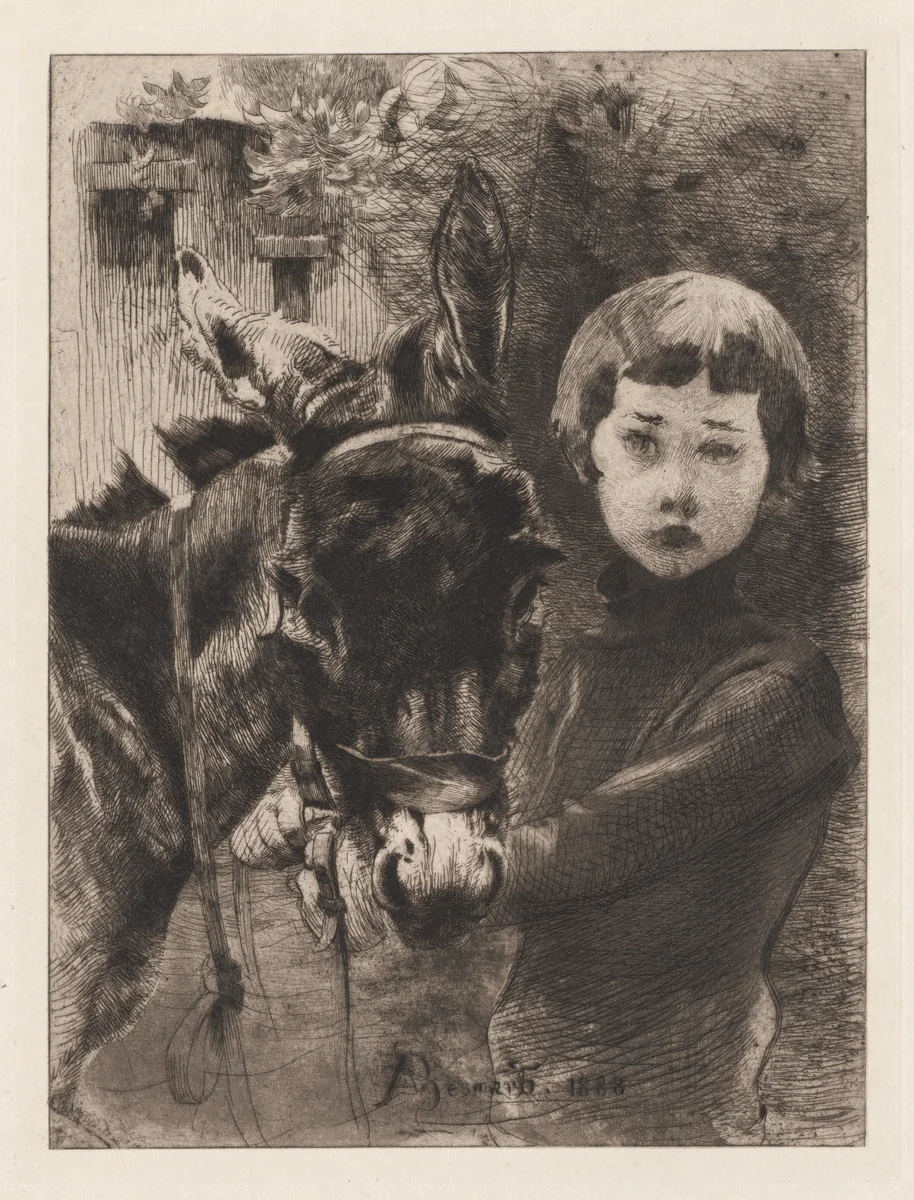 Robert Besnard and His Donkey (Robert Besnard et son âne) by Albert Besnard, print, 1888