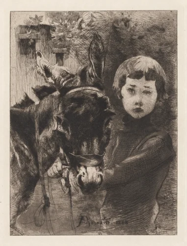 Robert Besnard and His Donkey (Robert Besnard et son âne) by Albert Besnard, print, 1888