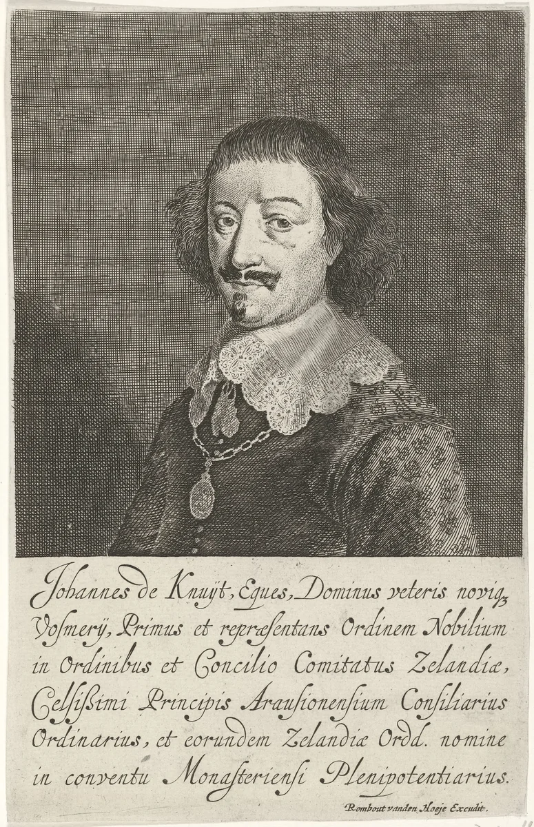Portret van Johan de Knuyt by Pieter Nolpe, print, 1644-1664