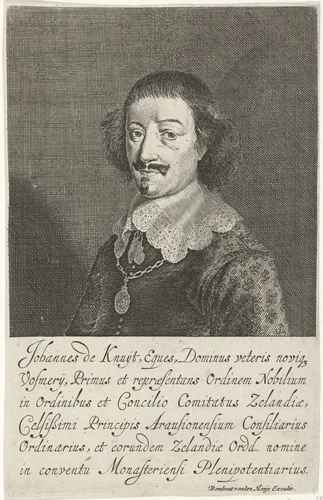 Portret van Johan de Knuyt by Pieter Nolpe, print, 1644-1664