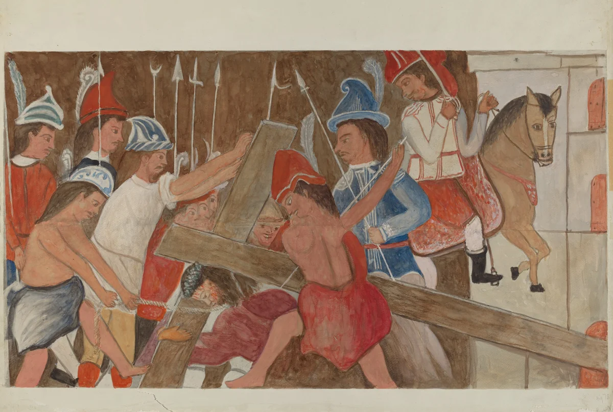 Station of The Cross No. 3: "Jesus Falls the First Time" by William Herbert, index of american design, 1936