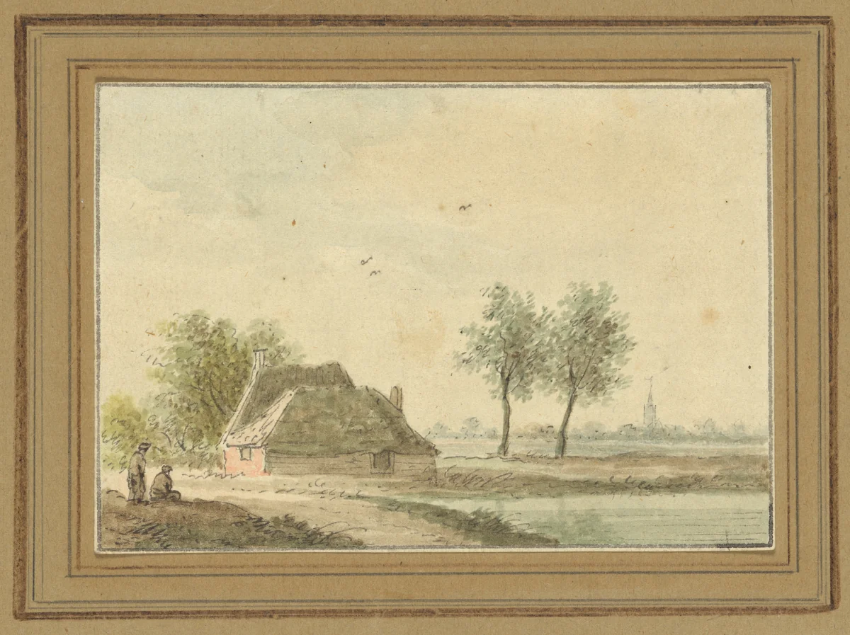 Cottage with a Distant Village by French, drawing, 1700-1799