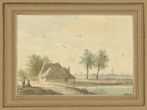 Cottage with a Distant Village by French, drawing, 1700-1799