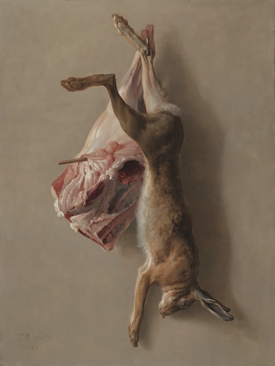 A Hare and a Leg of Lamb by Jean-Baptiste Oudry, painting, 1742