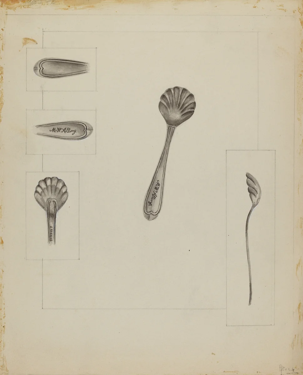 Silver Sugar Spoon by Anthony Zuccarello, index of american design, 1935-1942
