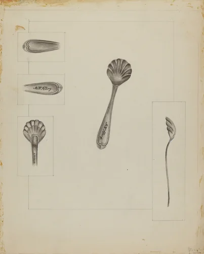 Silver Sugar Spoon by Anthony Zuccarello, index of american design, 1935-1942