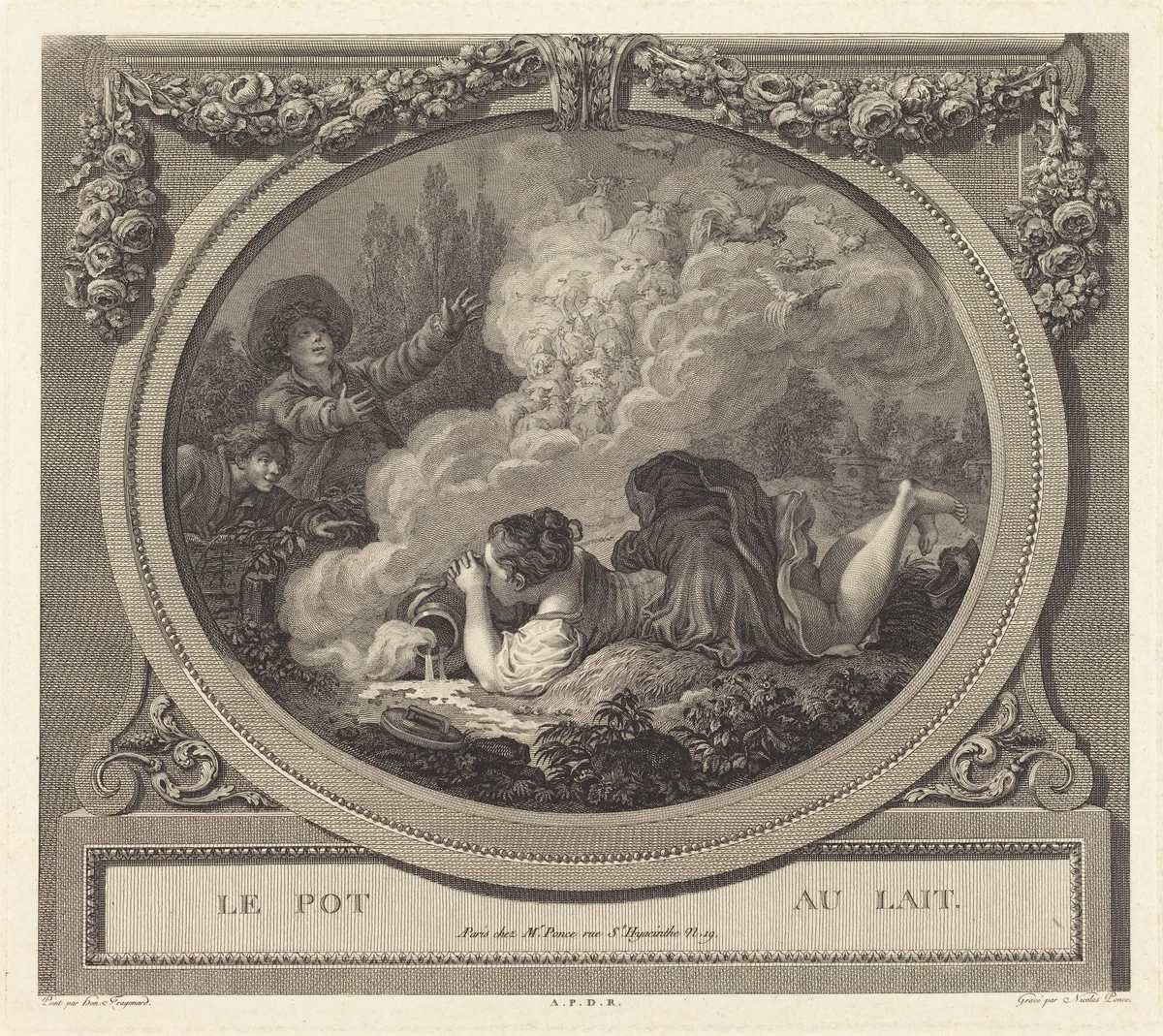 Le pot au lait by Jean Honoré Fragonard, print, 1746-1831