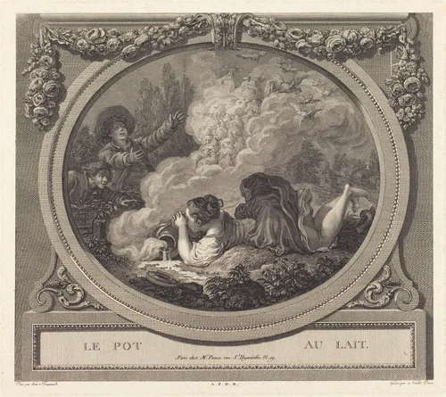 Le pot au lait by Jean Honoré Fragonard, print, 1746-1831