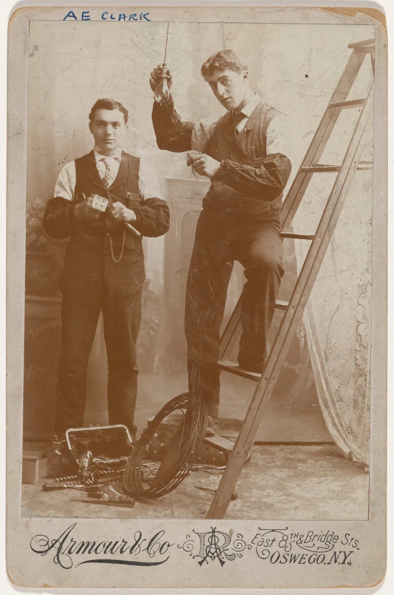 Portrait of Electric Light Installers by Armour & Co., photograph, 1899-1909