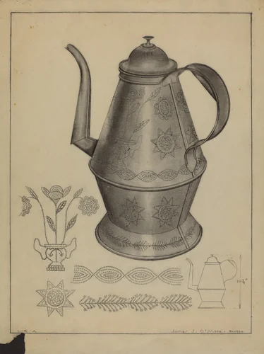 Pa. German Coffee Pot by James O'Mara, index of american design, 1936
